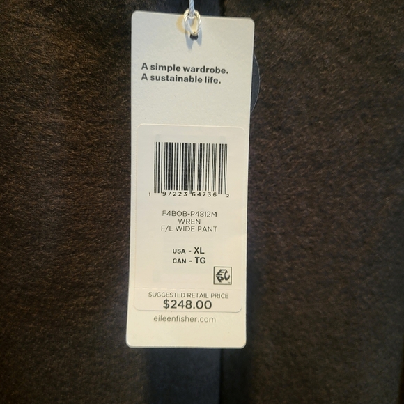 Eileen Fisher Gray Felted Wool Wide Leg Trouser Pants Side Zipper Size XLarge - Picture 7 of 7